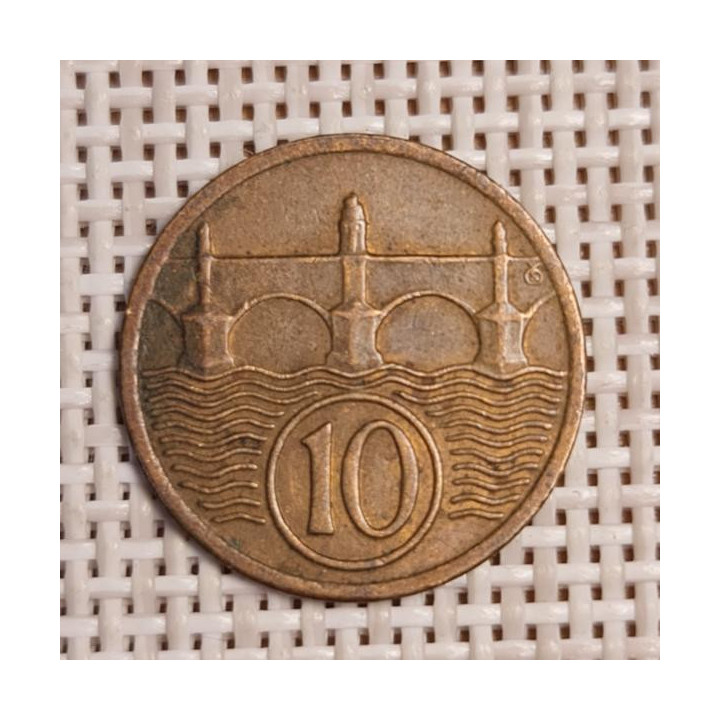 Czechoslovakia 10 Hellers 1938 KM-3 VF