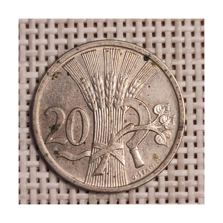 Czechoslovakia 20 Hellers 1921 KM-1 VF