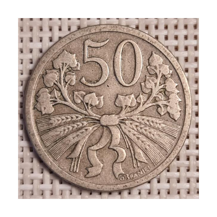 Czechoslovakia 50 Hellers 1921 KM-2 VF
