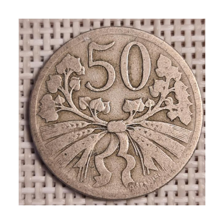 Czechoslovakia 50 Hellers 1922 KM-2 VF