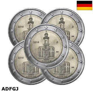 Germany 2 Euro 2015 ADFGJ "Hessen" UNC