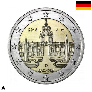 Germany 2 Euro 2016 A "Saxony" UNC