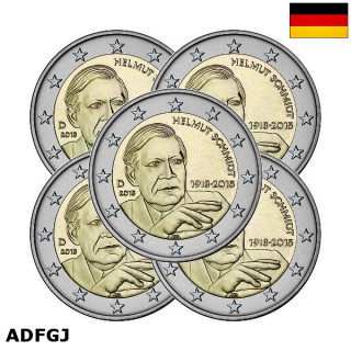 Germany 2 Euro 2018 ADFGJ "Helmut Schmidt" UNC