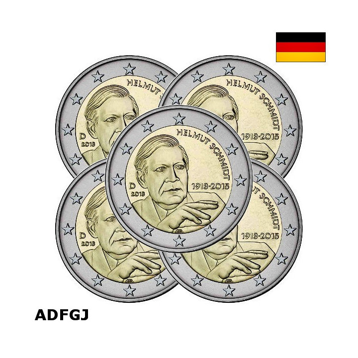 Germany 2 Euro 2018 ADFGJ "Helmut Schmidt" UNC