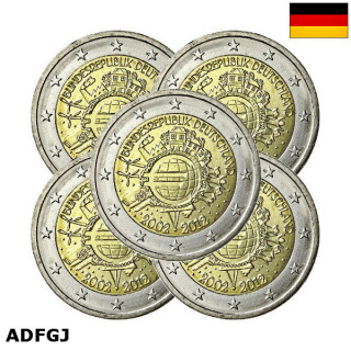 Germany 2 Euro 2012 ADFGJ "TYE" UNC