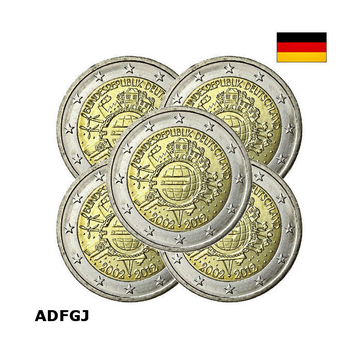 Germany 2 Euro 2012 ADFGJ "TYE" UNC