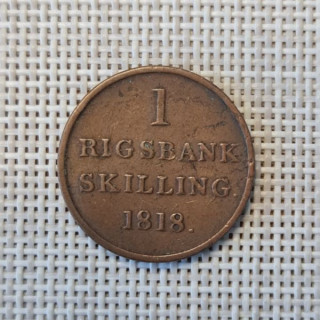 Denmark 1 Rigsbankskilling 1818 KM-688 VF