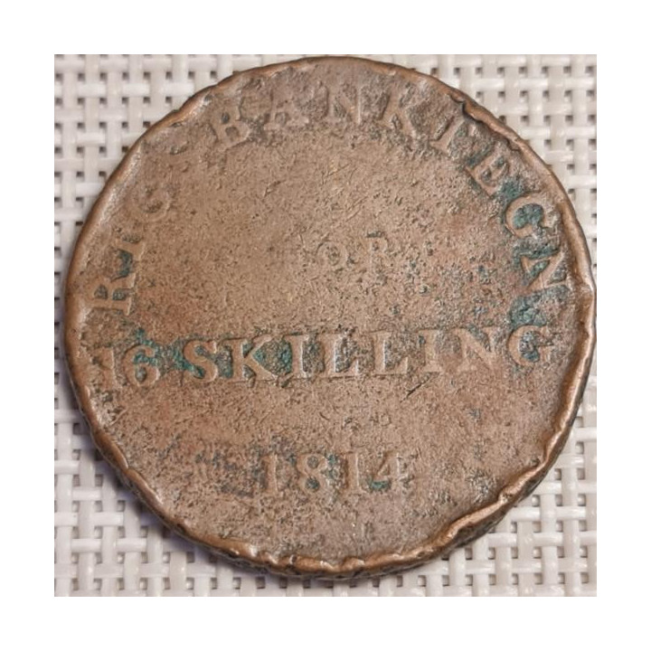 Denmark 16 Skilling 1814 KM-Tn3 F