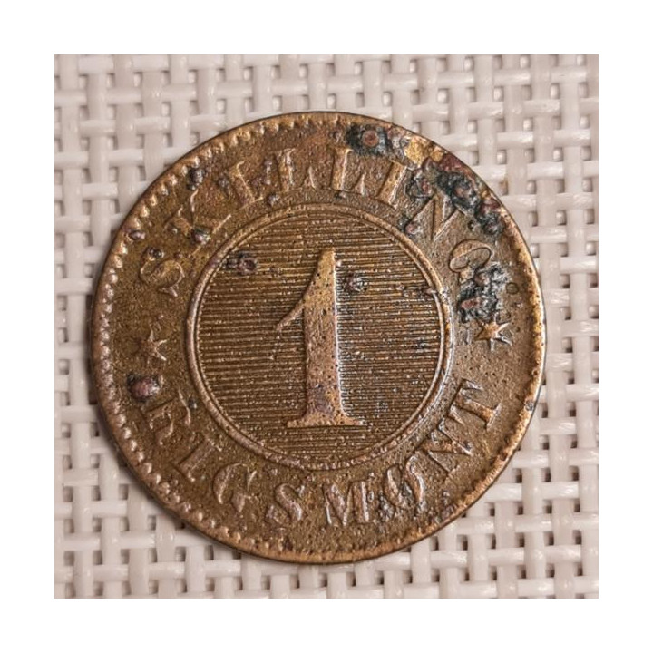 Denmark 1 Skilling Rigsmont 1856 KM-763 F