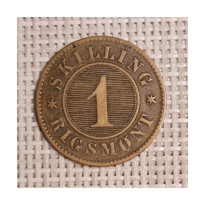 Denmark 1 Skilling Rigsmont 1856 KM-763 VF