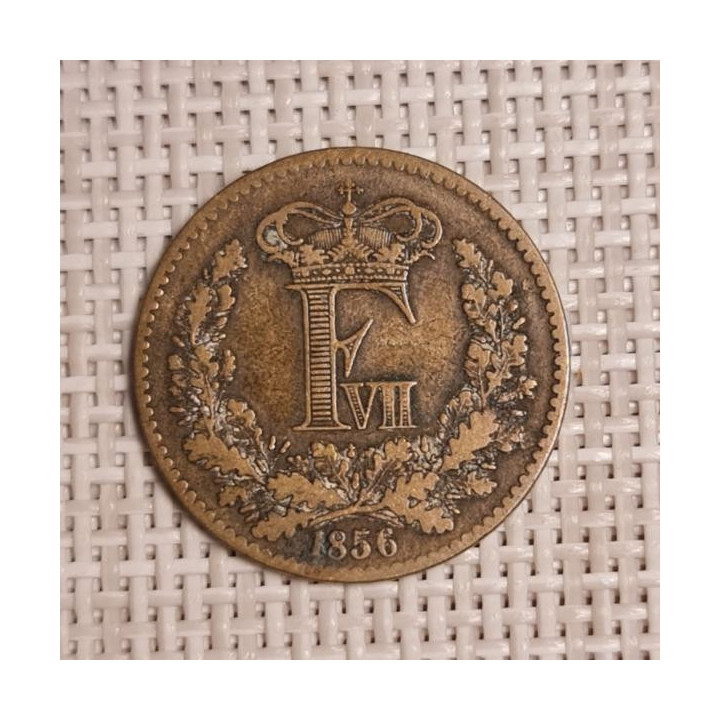 Denmark 1 Skilling Rigsmont 1856 KM-763 VF