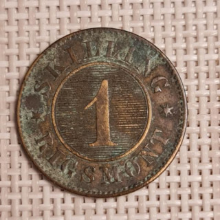 Denmark 1 Skilling Rigsmont 1860 KM-763 F