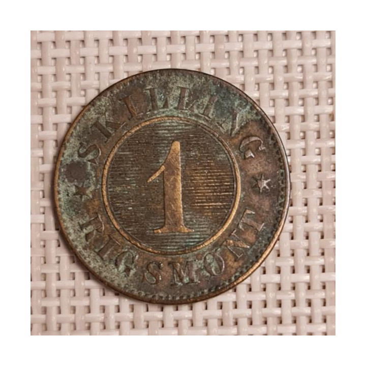 Denmark 1 Skilling Rigsmont 1860 KM-763 F
