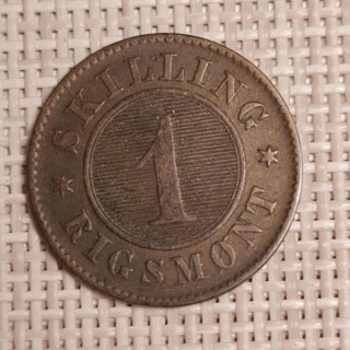 Denmark 1 Skilling Rigsmont 1860 KM-763 VF