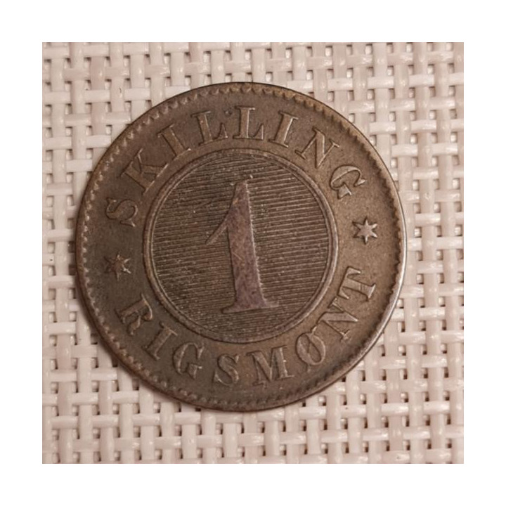Denmark 1 Skilling Rigsmont 1860 KM-763 VF