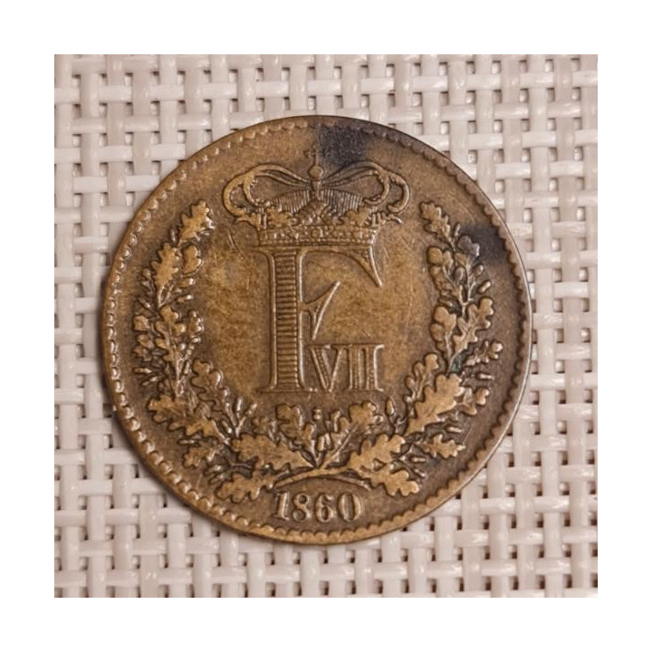 Denmark 1 Skilling Rigsmont 1860 KM-763 VF