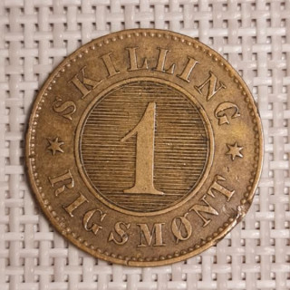 Denmark 1 Skilling Rigsmont 1867 KM-774 VF