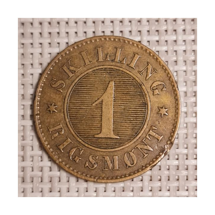 Denmark 1 Skilling Rigsmont 1867 KM-774 VF