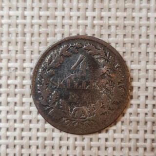 Denmark 4 Skilling Rigsmont 1854 KM-758 F