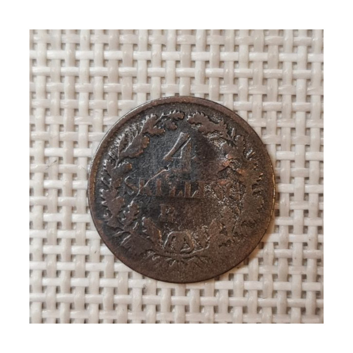 Denmark 4 Skilling Rigsmont 1854 KM-758 F