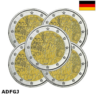 Germany 2 Euro 2019 ADFGJ "Berlin Wall" UNC