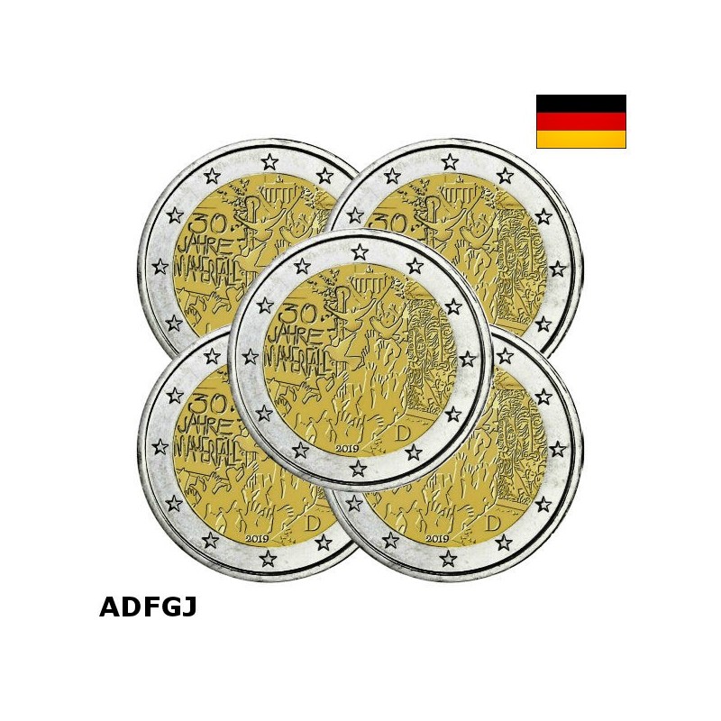 Germany 2 Euro 2019 ADFGJ "Berlin Wall" UNC