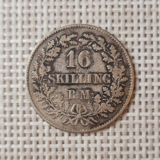 Denmark 16 Skilling Rigsmont 1856 KM-765 VF