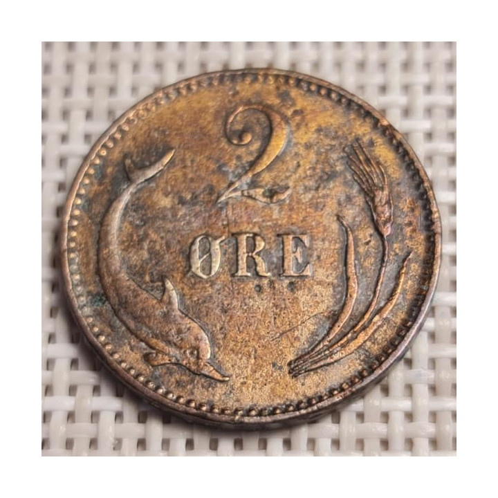 Denmark 2 Øre 1897 KM-793 F