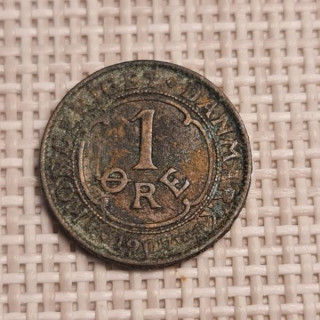 Denmark 1 Øre 1907 KM-804 F
