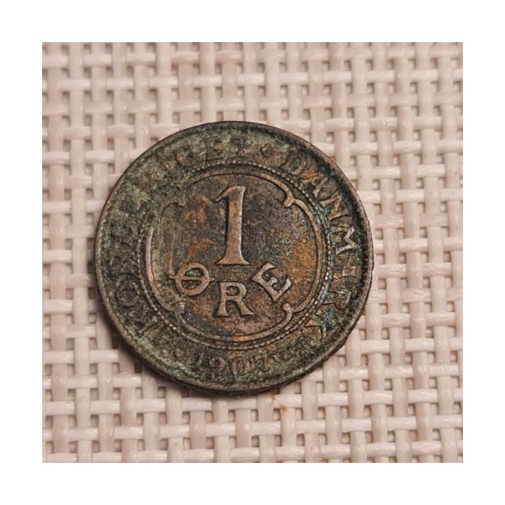 Denmark 1 Øre 1907 KM-804 F