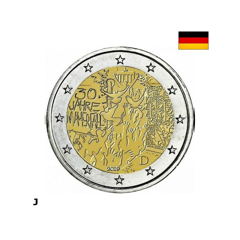 Germany 2 Euro 2019 J "Berlin Wall" UNC