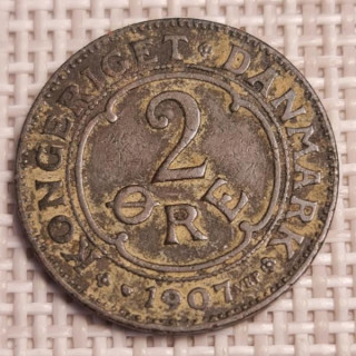 Denmark 2 Øre 1907 KM-805 F