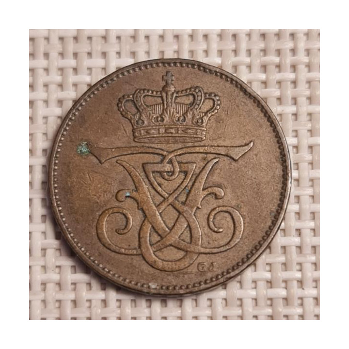 Denmark 2 Øre 1907 KM-805 VF