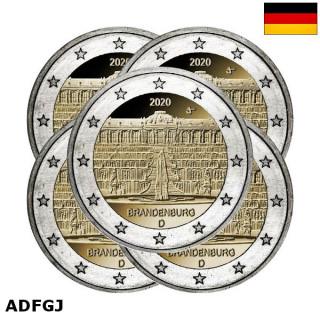 Germany 2 Euro 2020 ADFGJ "Brandenburg" UNC