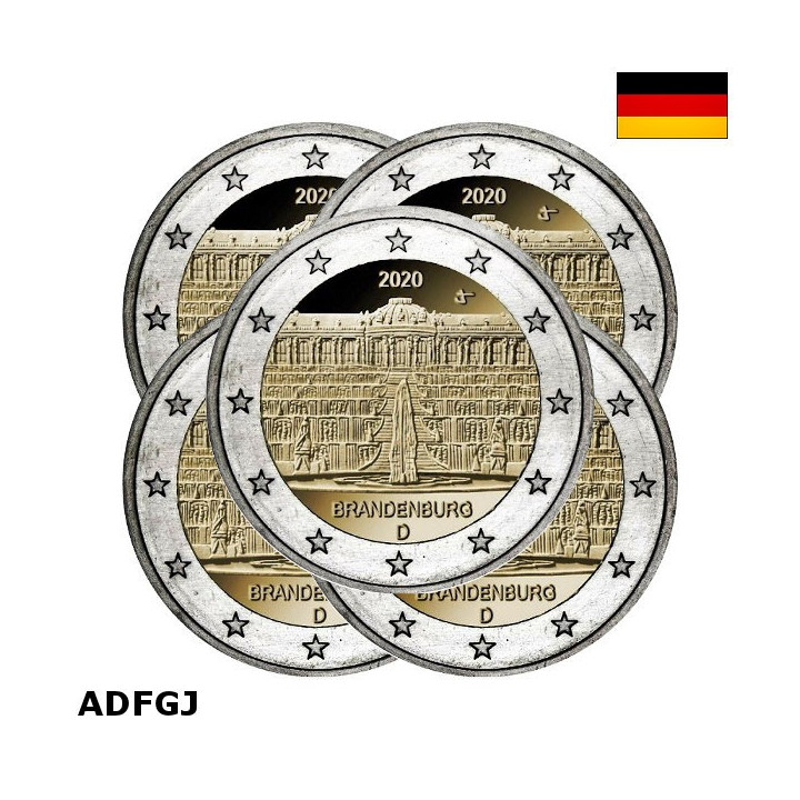 Germany 2 Euro 2020 ADFGJ "Brandenburg" UNC