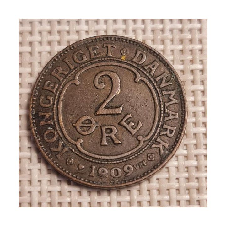 Denmark 2 Øre 1909 KM-805 VF