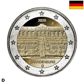 Germany 2 Euro 2020 D "Brandenburg" UNC