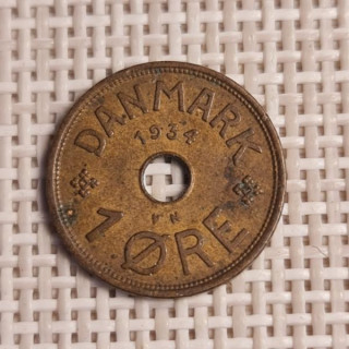 Denmark 1 Øre 1934 KM-826 VF