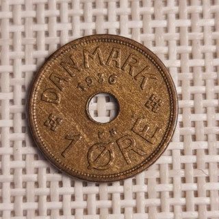 Denmark 1 Øre 1936 KM-826 VF