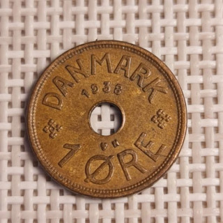 Denmark 1 Øre 1938 KM-826 VF