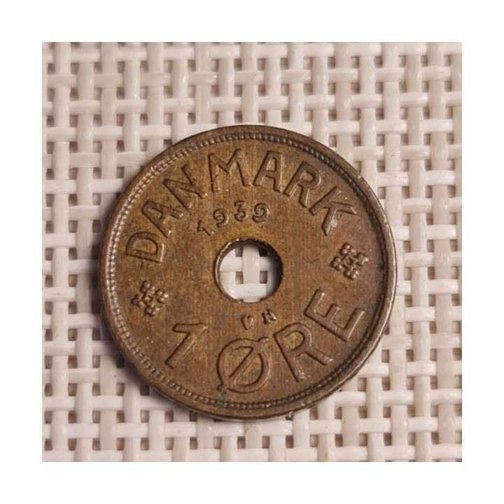 Denmark 1 Øre 1939 KM-826 VF