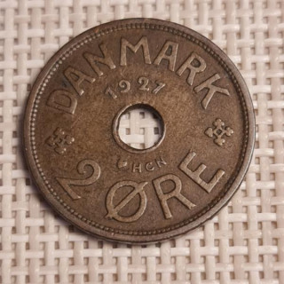 Denmark 2 Øre 1927 KM-827 VF
