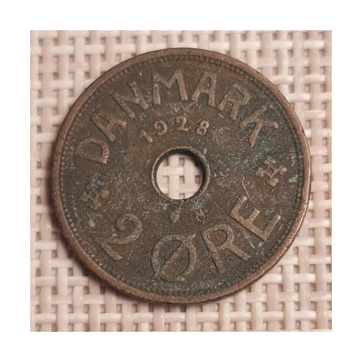 Denmark 2 Øre 1928 KM-827 F