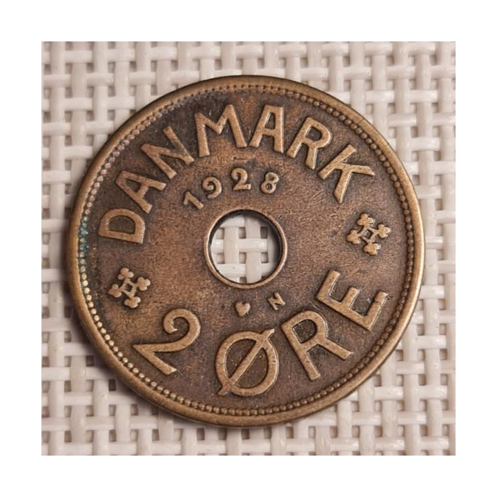 Denmark 2 Øre 1928 KM-827 VF
