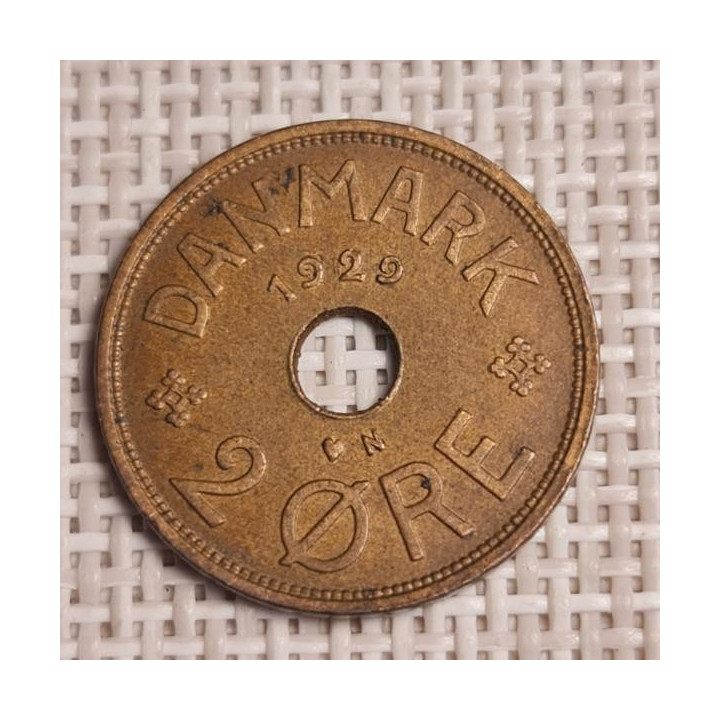 Denmark 2 Øre 1929 KM-827 VF