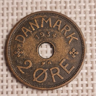 Denmark 2 Øre 1934 KM-827 VF