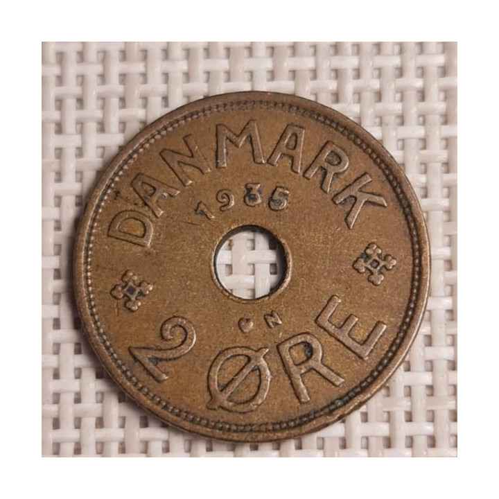 Denmark 2 Øre 1935 KM-827 VF