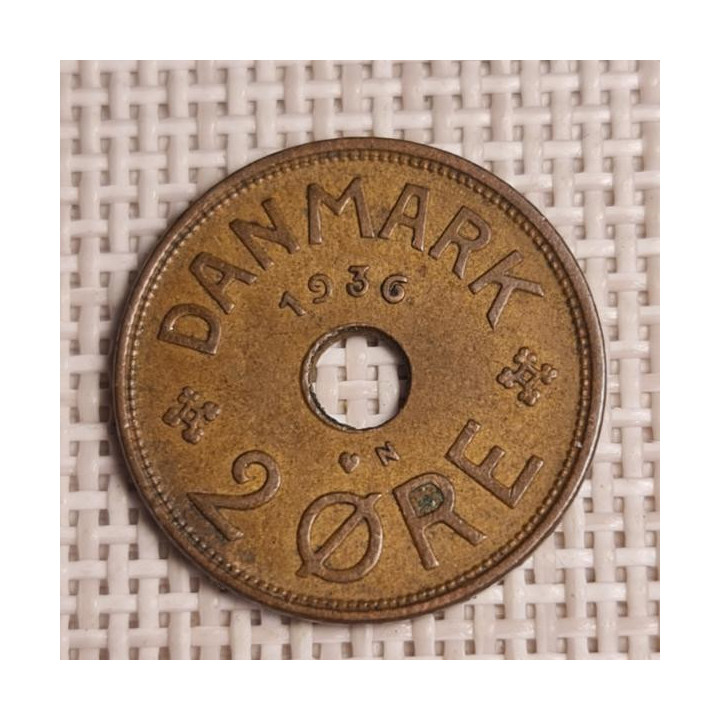 Denmark 2 Øre 1936 KM-827 VF