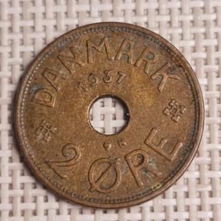 Denmark 2 Øre 1937 KM-827 VF