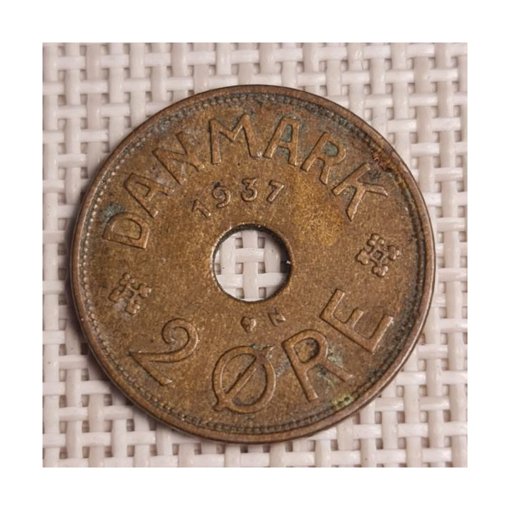 Denmark 2 Øre 1937 KM-827 VF